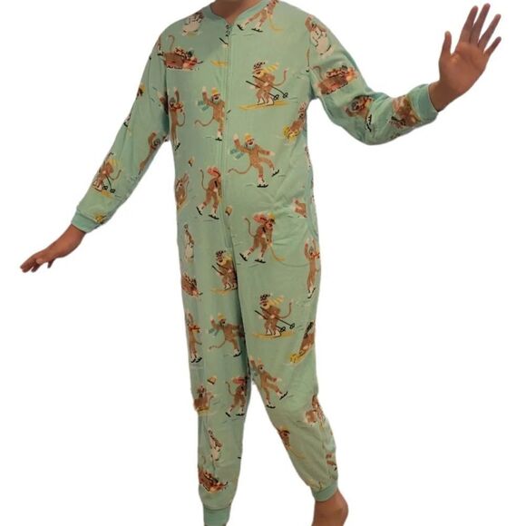 Nick & Nora Adult Teen Unisex Fleece One Piece Sock Monkeys Pajama Size S NWT - Picture 12 of 12